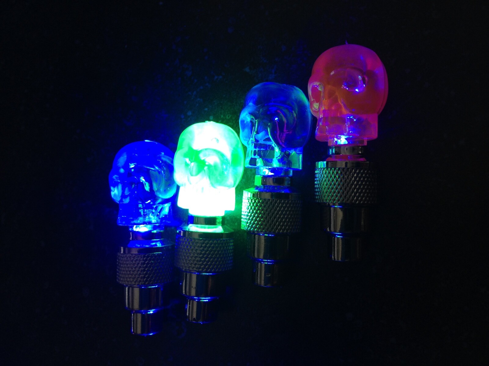 SKULL (2x 4x) LED Valve Cap Bicycle Bike Wheel Tire Light Spoke Lamp Motorcycle