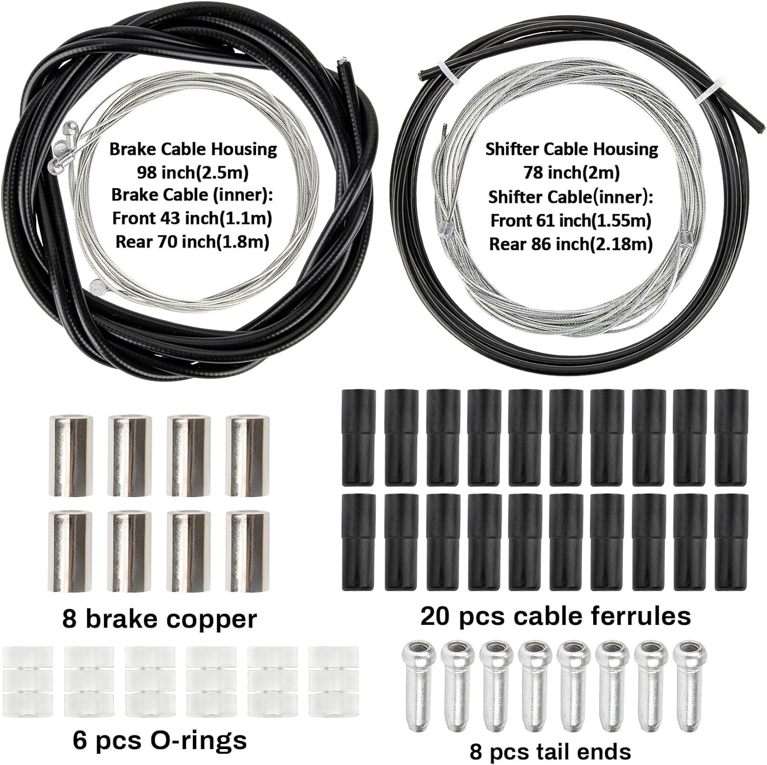 Bike Brake Cable Kit – Universal Bike Shifter Cable and Housing Bicycle Brakes C