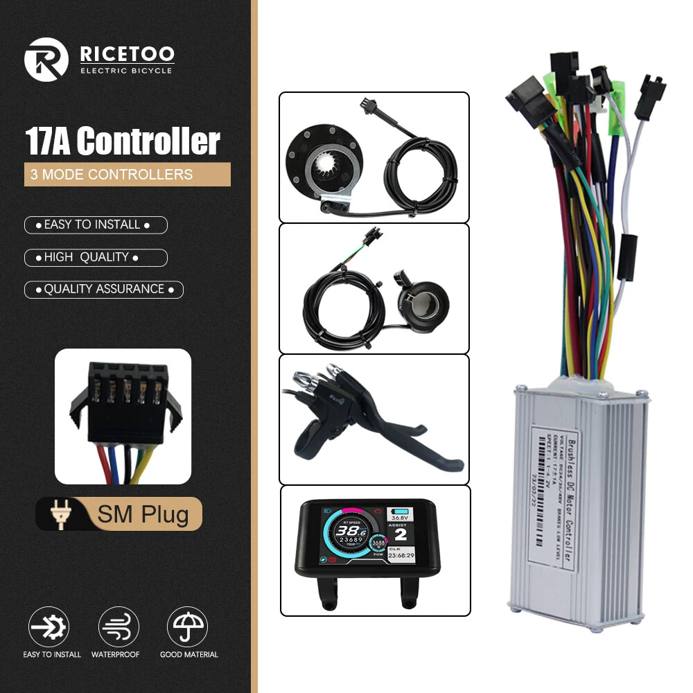 3-mode Sine Wave E-bike Brushless Controller 36V 48V 17A/26A/30A/40A 250W-2000W