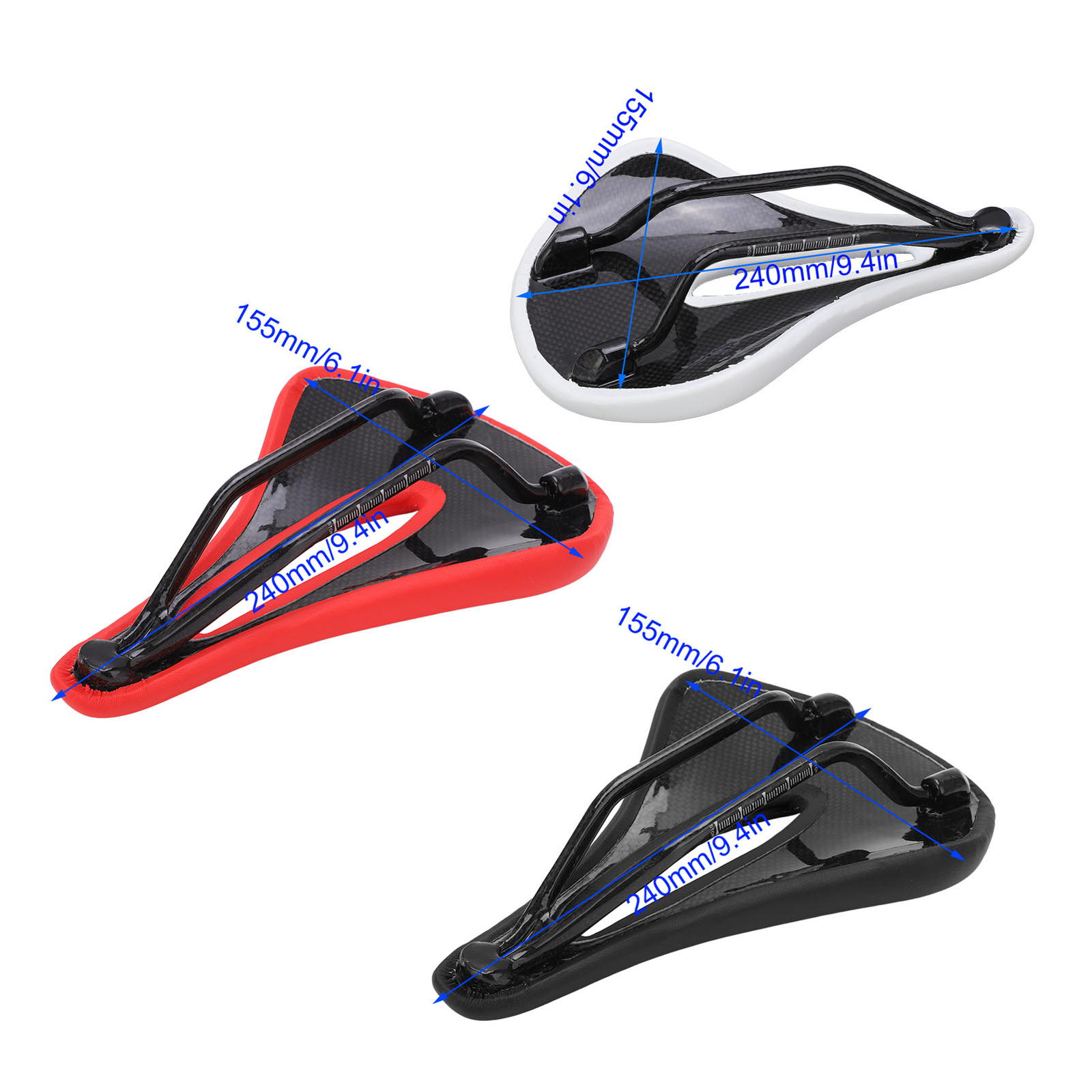 155mm Widen Carbon Fiber Leather Saddle Cushion Hollow Cycling Road NEW