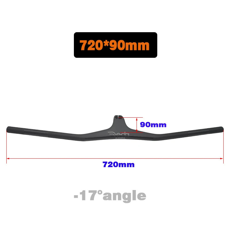 Integrated MTB Handlebar -17° Cockpit Carbon Fibre XC Handlebar 28.6mm 720-800mm