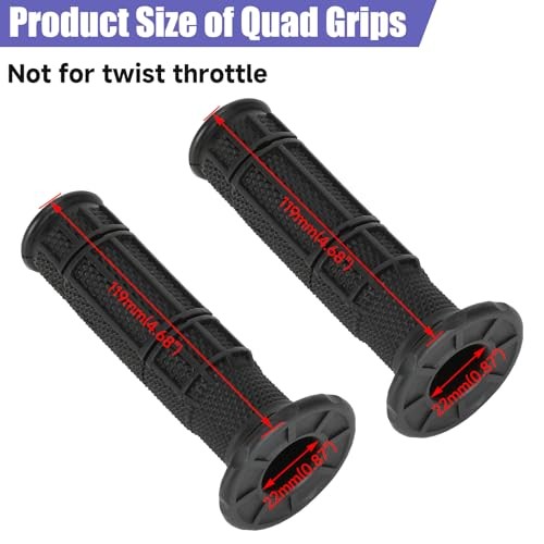 7/8 Handlebar Grips Rubber ATV Handle Grips Replacement for Rancher 350 black