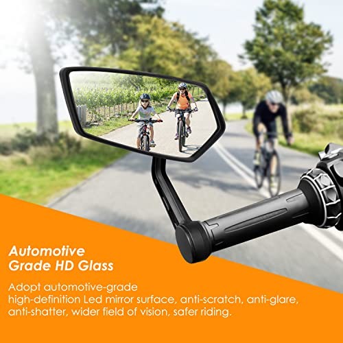 Bike Mirror for 0.59-0.65″ Diameter Handlebar HD Bar End Pentagonal B Left