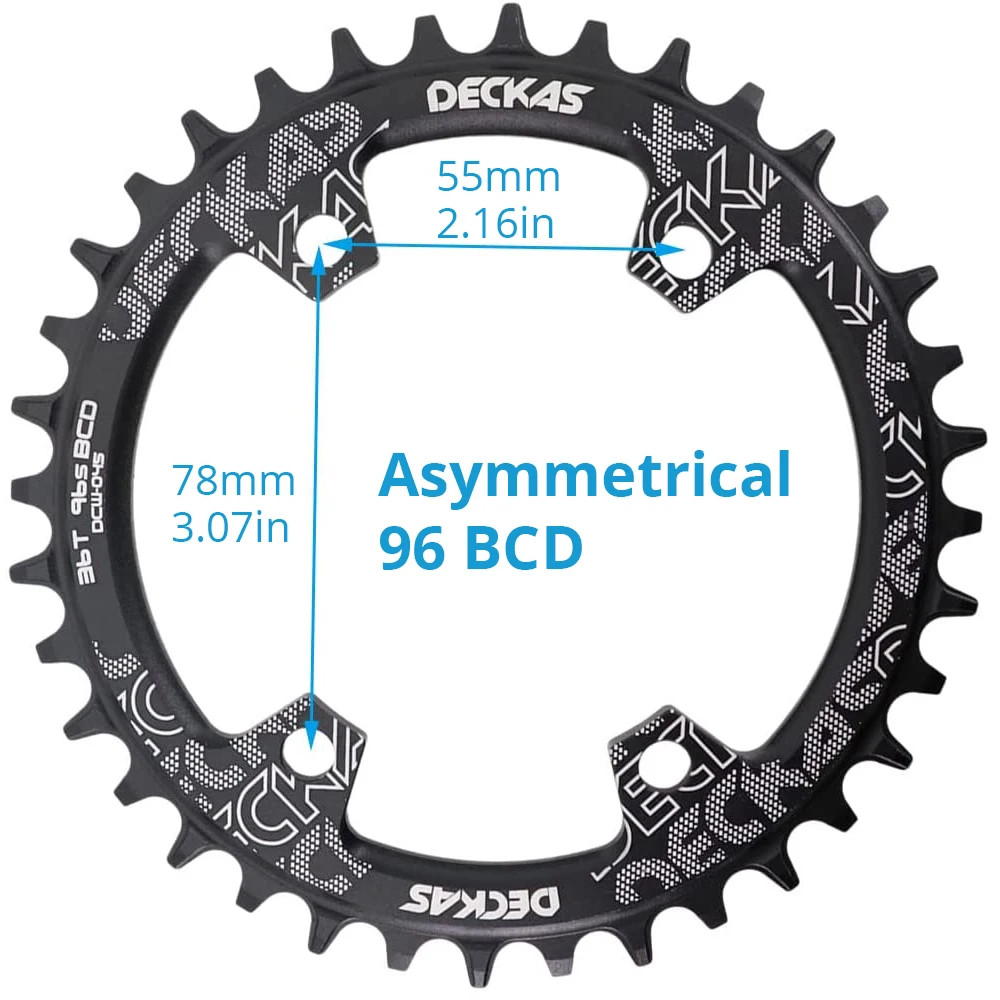 DECKAS Coroa BCD 96 Asymmetrical 36T 34T Narrow Wide 96BCD Bike Chainring 36 34