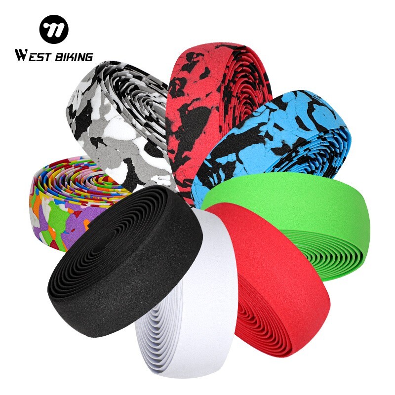 West Biking Road Bike Bicycle Handlebar Tape PU EVA Handlebar Tape Black One Pair