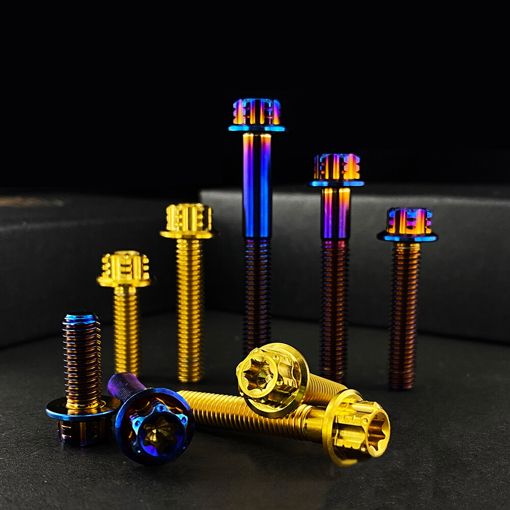 Grade 5 Titanium Screws M6 x 10/12/15/20/25/30-70mm (1.0mm) Flange Star Ti Bolts