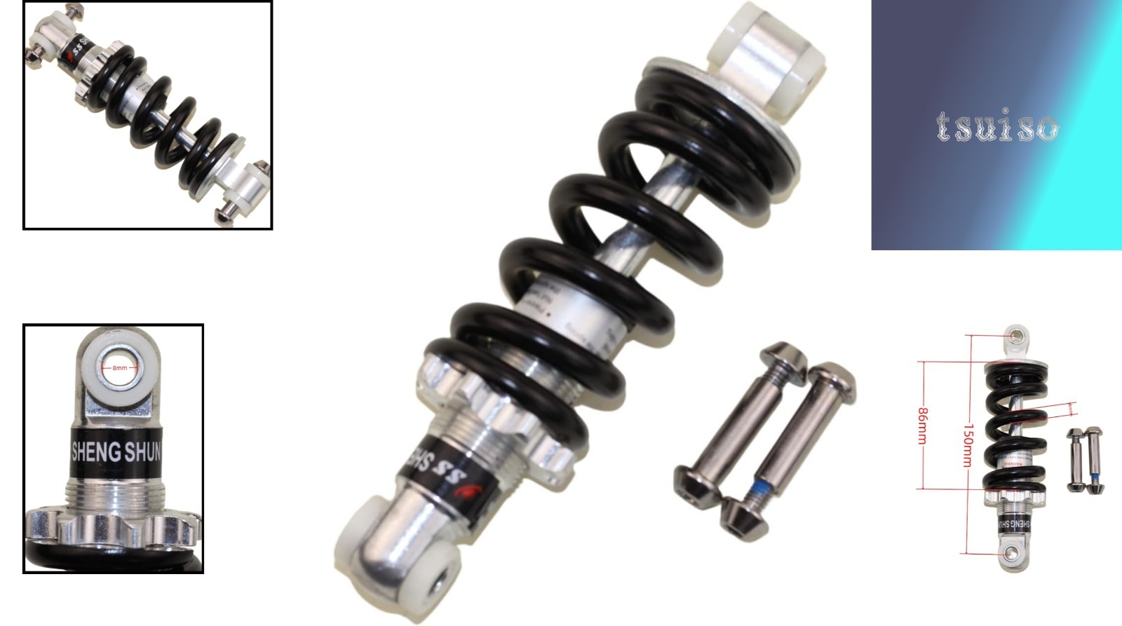 Universal Fit Rear Shock Suspension for Gas Scooters & Electric Bikes – 150mm