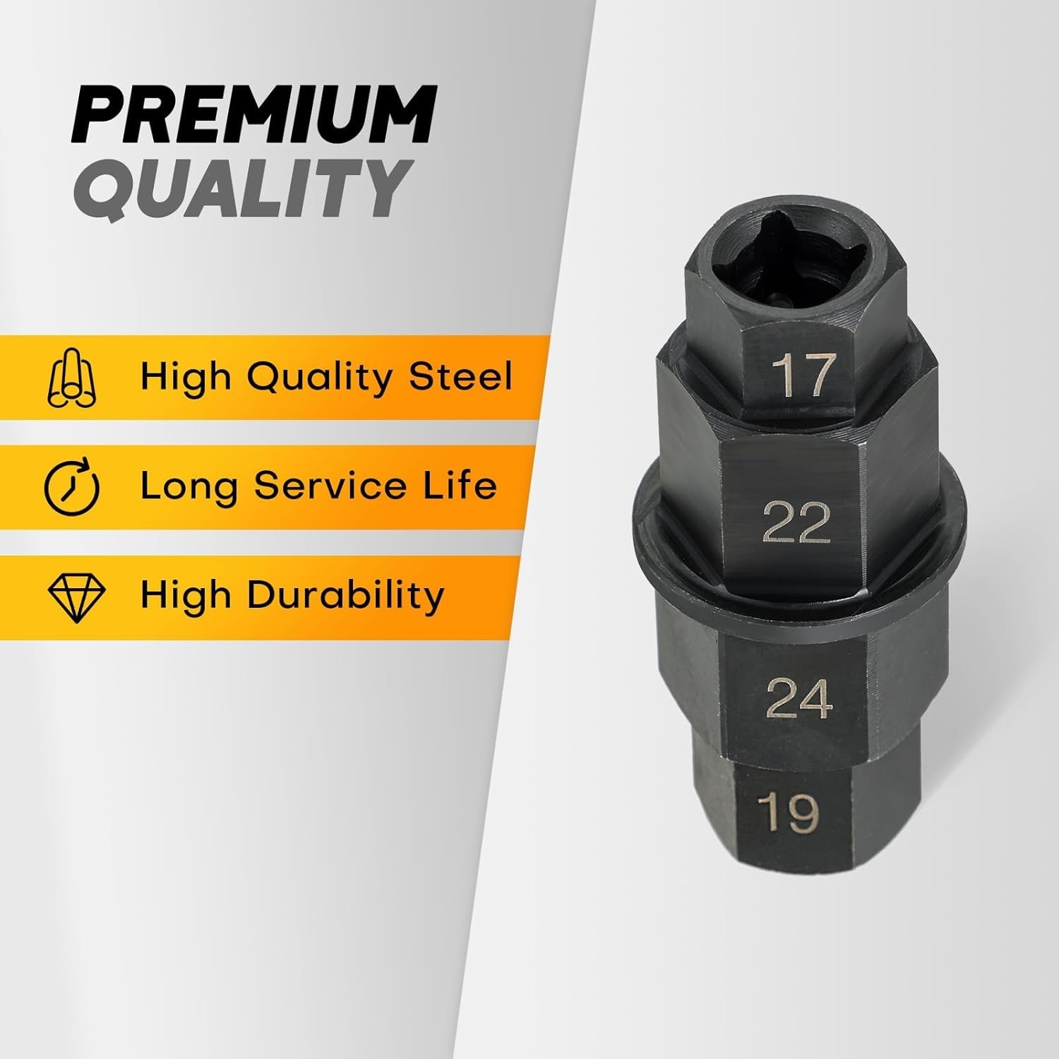 weyleity Hex Axle Motorcycle Tool 4 in 1 Socket 17 19 22 24mm for Front Wheel
