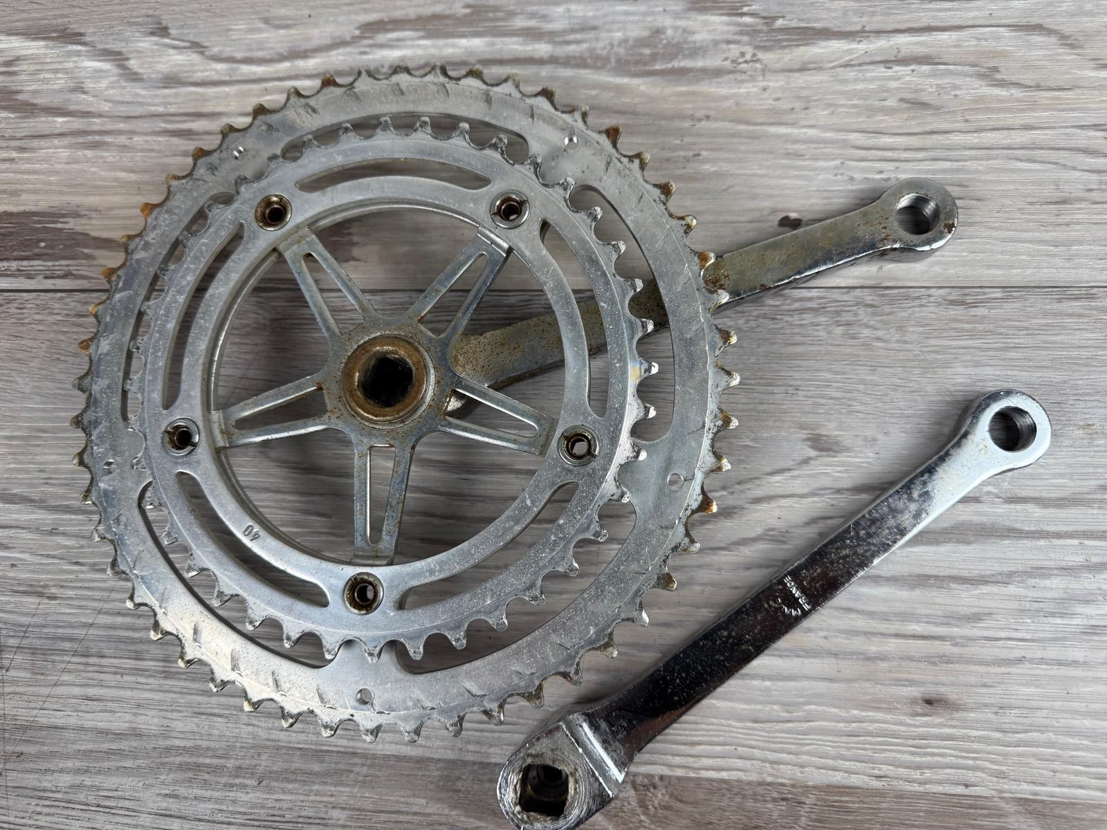 Vintage Nervar Sport Steel Square Taper Chrome Crankset 170mm 52/40T France