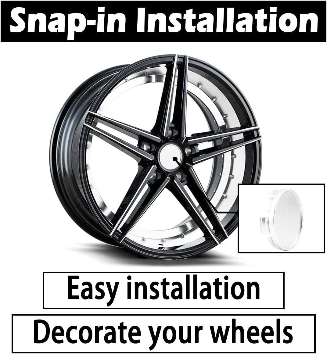 4Pcs 63mm(2.48inch) Wheel Center Caps for 63mm Outer, 59mm Inner, Silver Silver