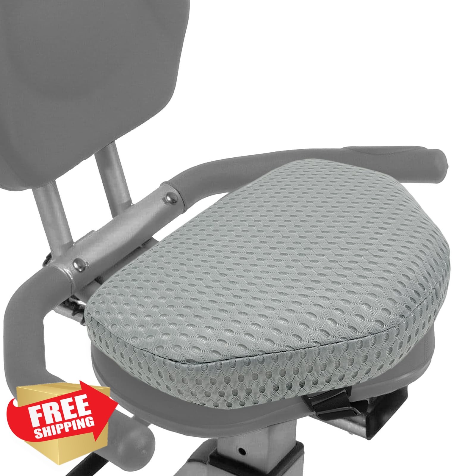 Newivi 3in Recumbent Bike Seat Cushion Anti-Slip Gray