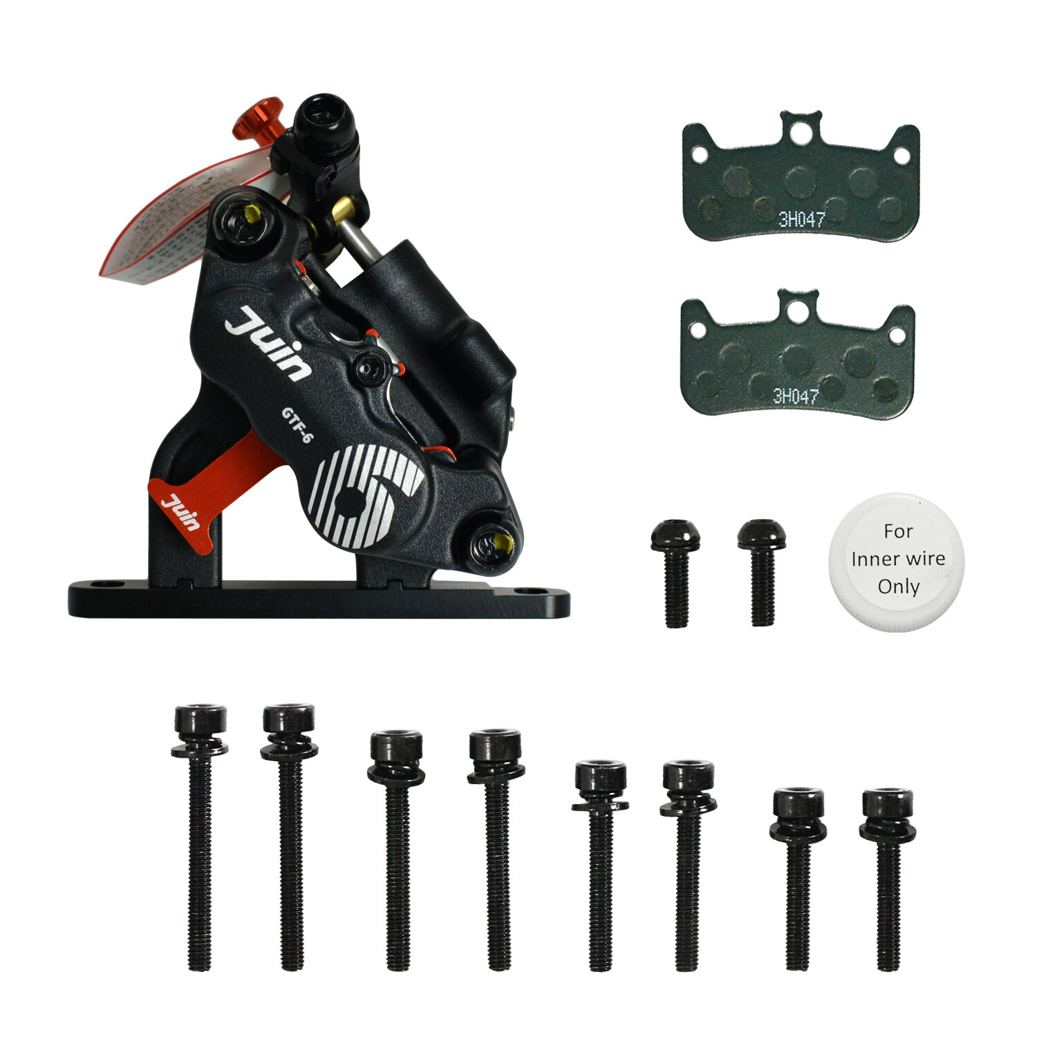 JUIN TECH GTF-6 6 Pistons FlatMount eBike CX Hydraulic Disc Brake Caliper,BK