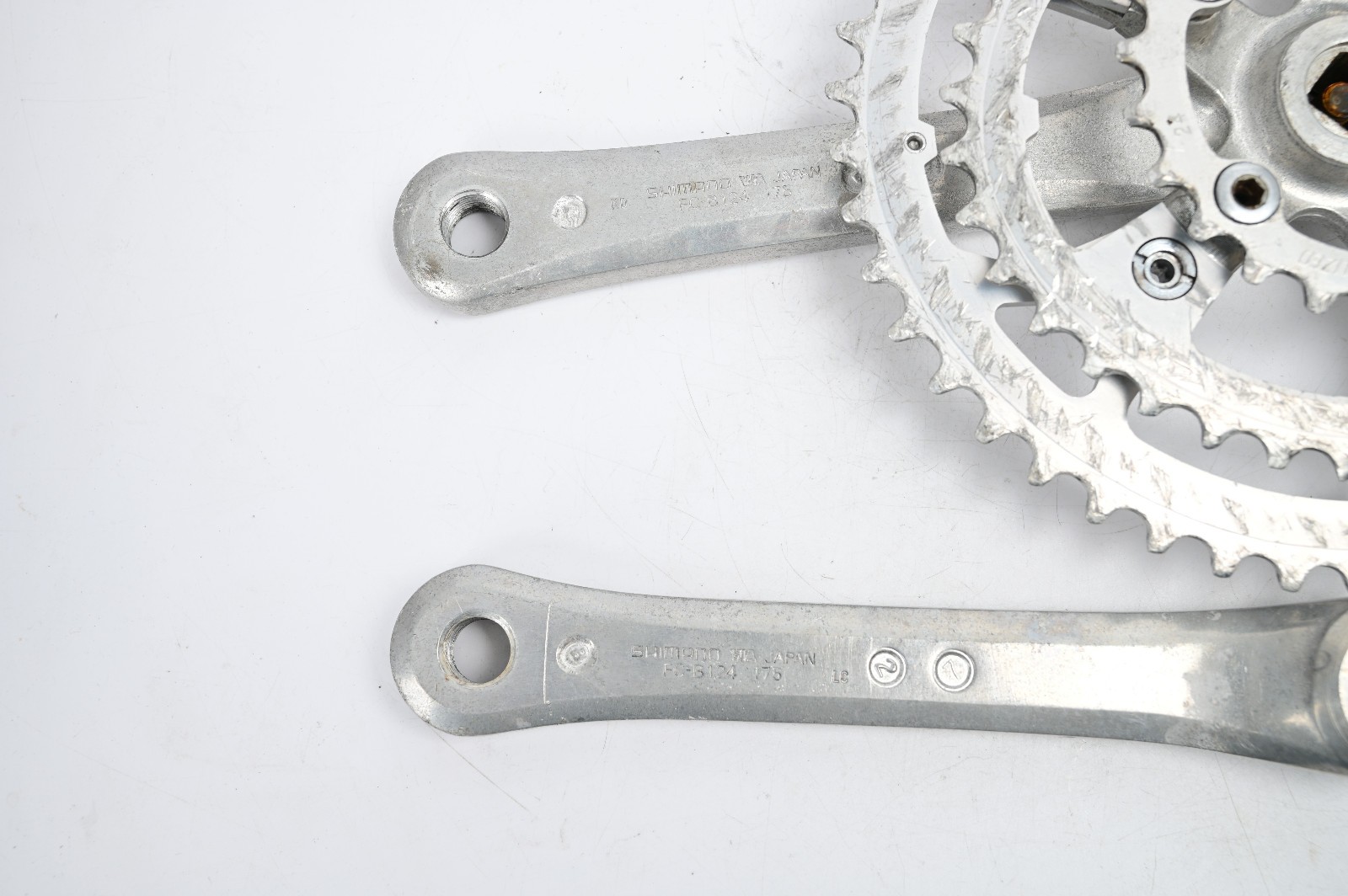 Vintage Shimano FC-B124 Silver 175mm 48/38/24t MTB Bike Biopace Triple Crankset