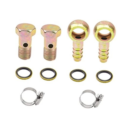 2 Sets M14 Banjo Hose Barb Bolt Fittings Banjo Bolt Screw Crush Washer Kit
