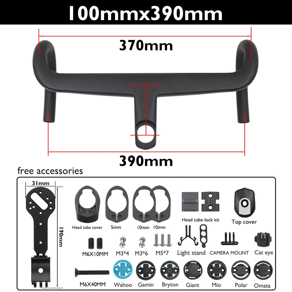 Carbon Grave Integrated Road Handlebar for C68/V5Rs/V4Rs 370-430mm with Mount