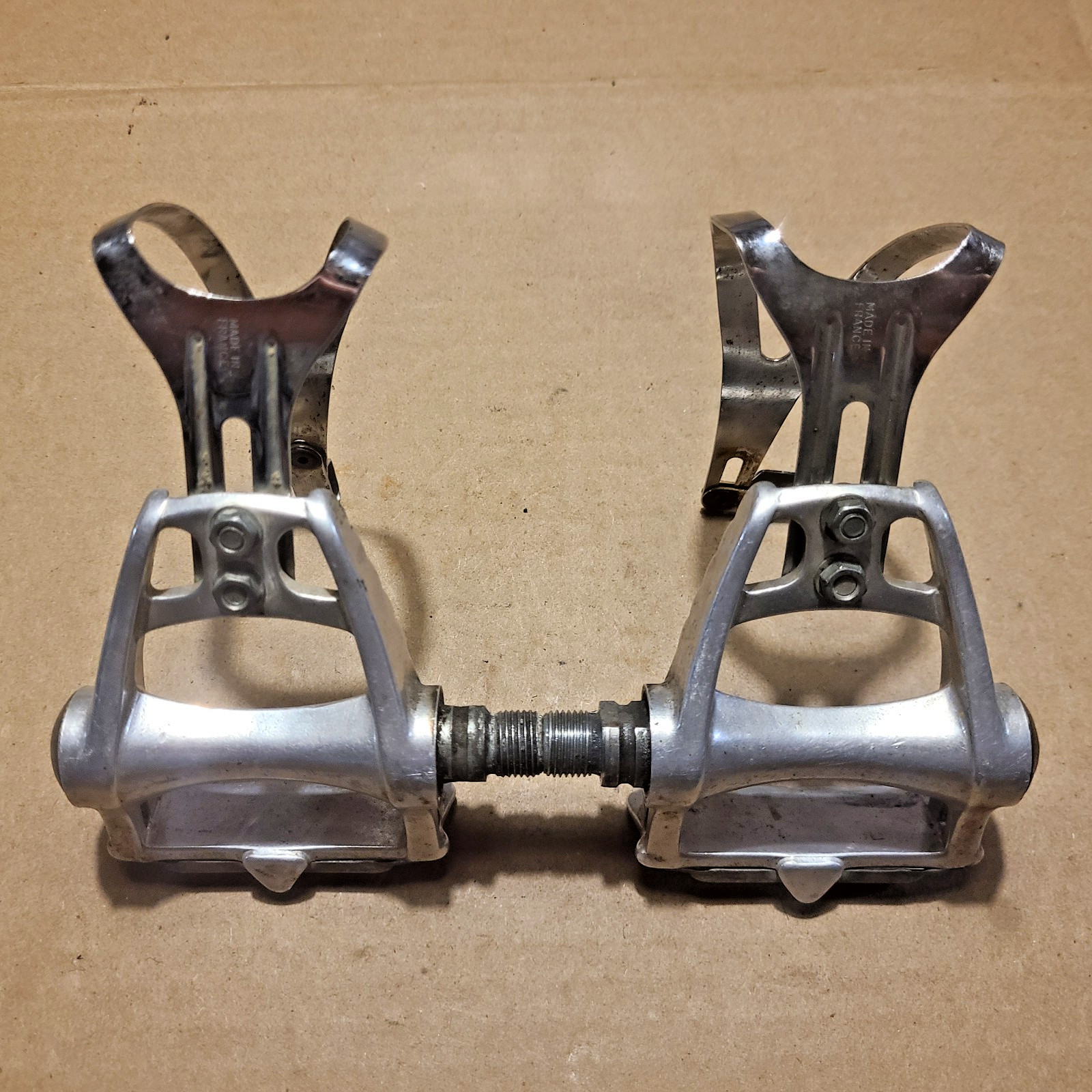 Vintage Maillard Alloy Road Bike Pedals + Christophe Toe Clips France Motobecane