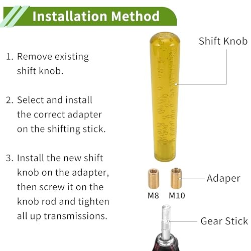Cylindrical Crystal Shift Knob—Universal Gear Shifter—20cm Yellow—Aluminum