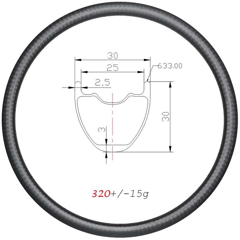 30X30mm 29er Carbon MTB XC Bicycle Rims UD Glossy 24/28/32/36Holes Tubeless