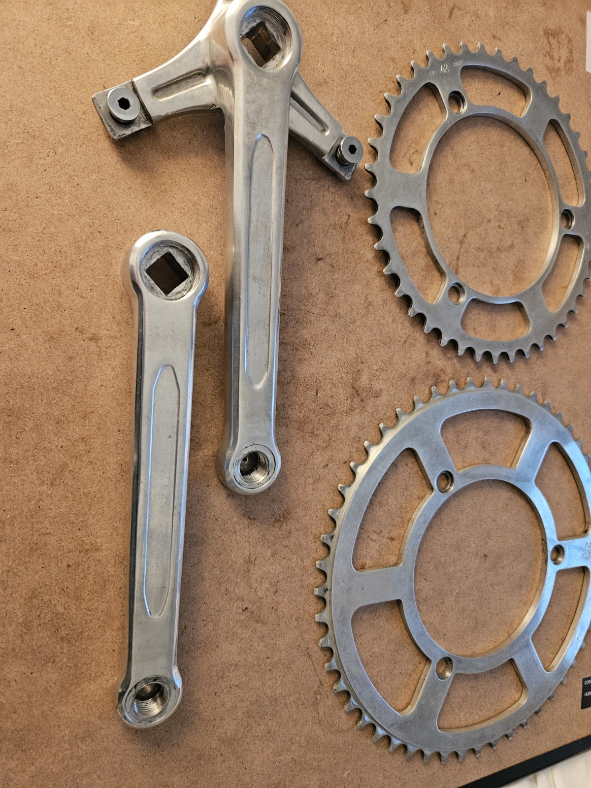 Vintage TA Specialites 3 Arm Double Crankset 170mm 52, 42 Chainrings!