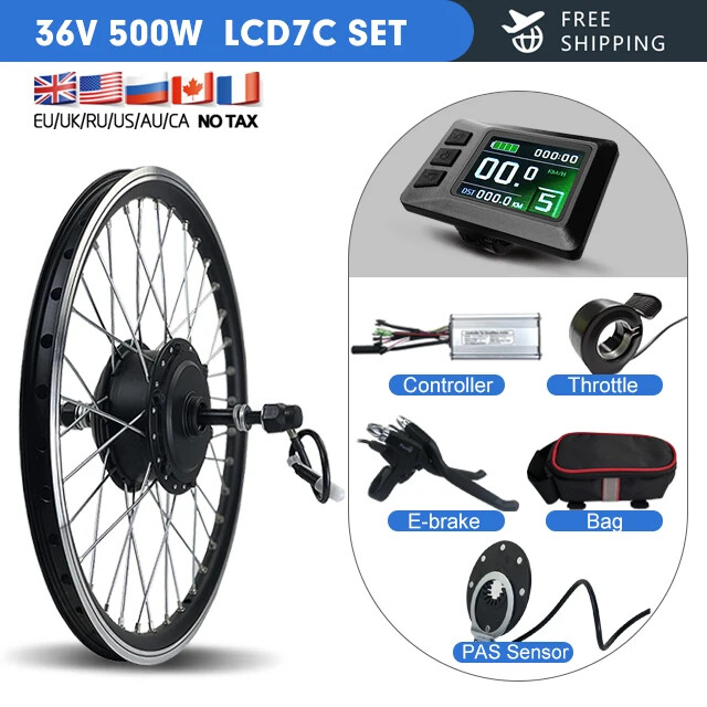 36V 48V 500W E-bike Conversion Kit Brushless Gear Rear Rotate Hub Motor Wheel