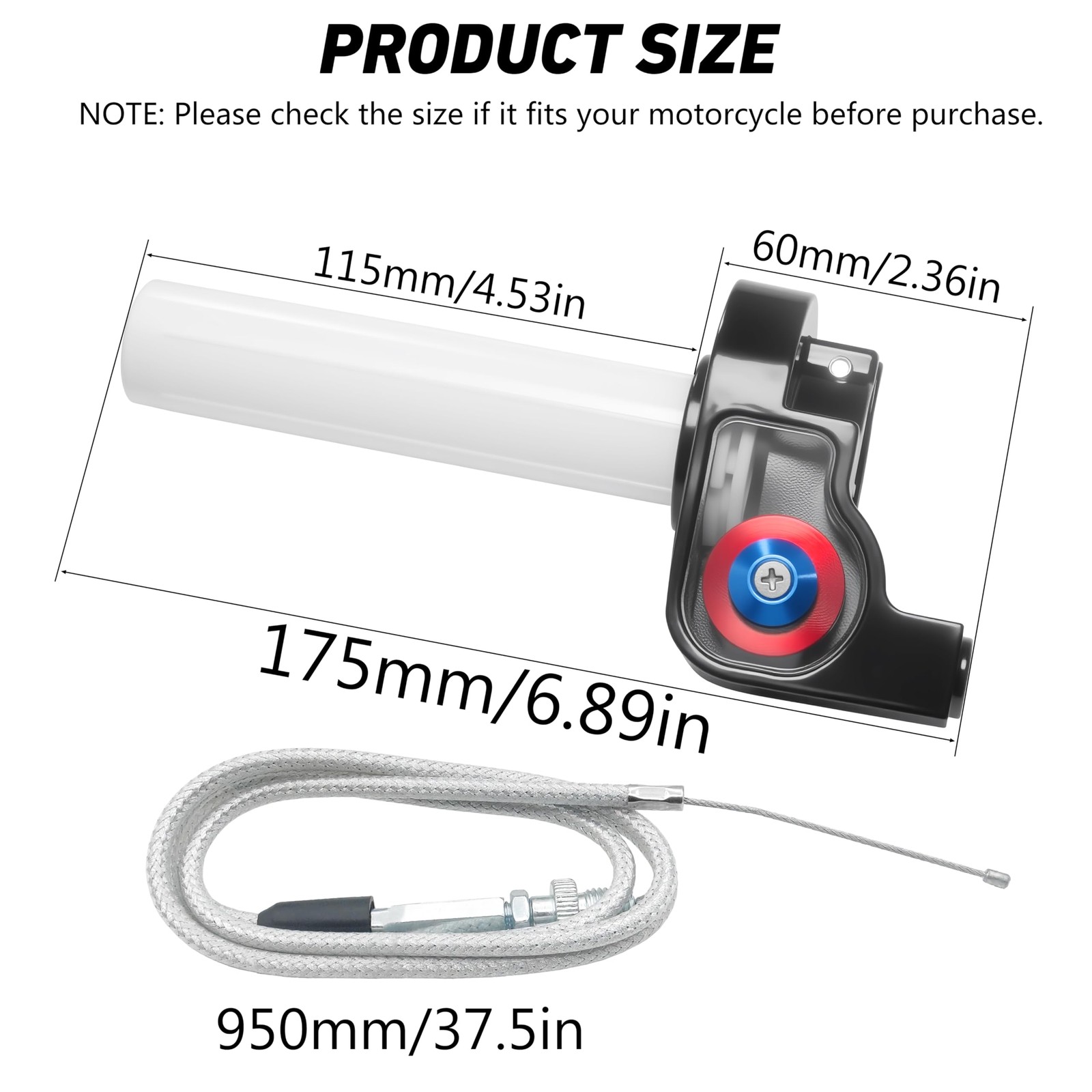 Jxpang 22Mm 7/8 Throttle Twists Grip Throttle Cable Upgraded Universal For