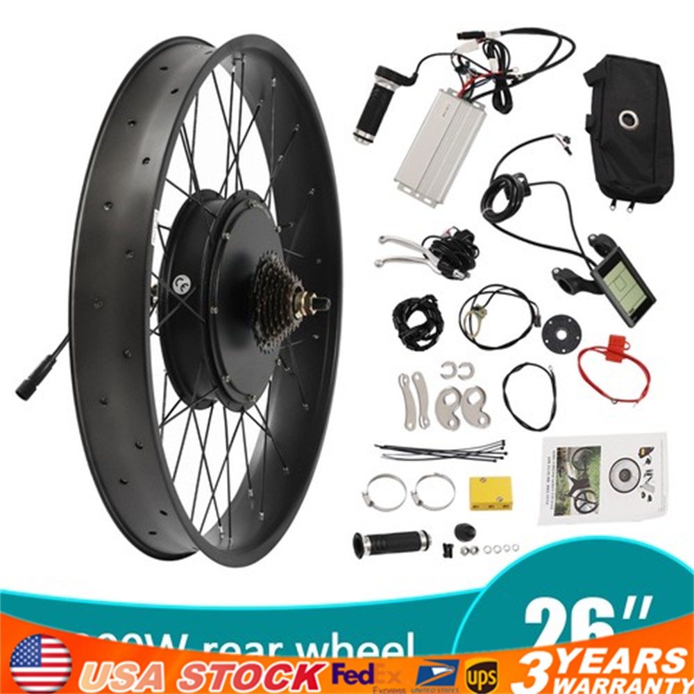 Fat Tire Electric Bicycle Motor 26″ 1200W E-Bike Rear Wheel LCD Conversion Kit