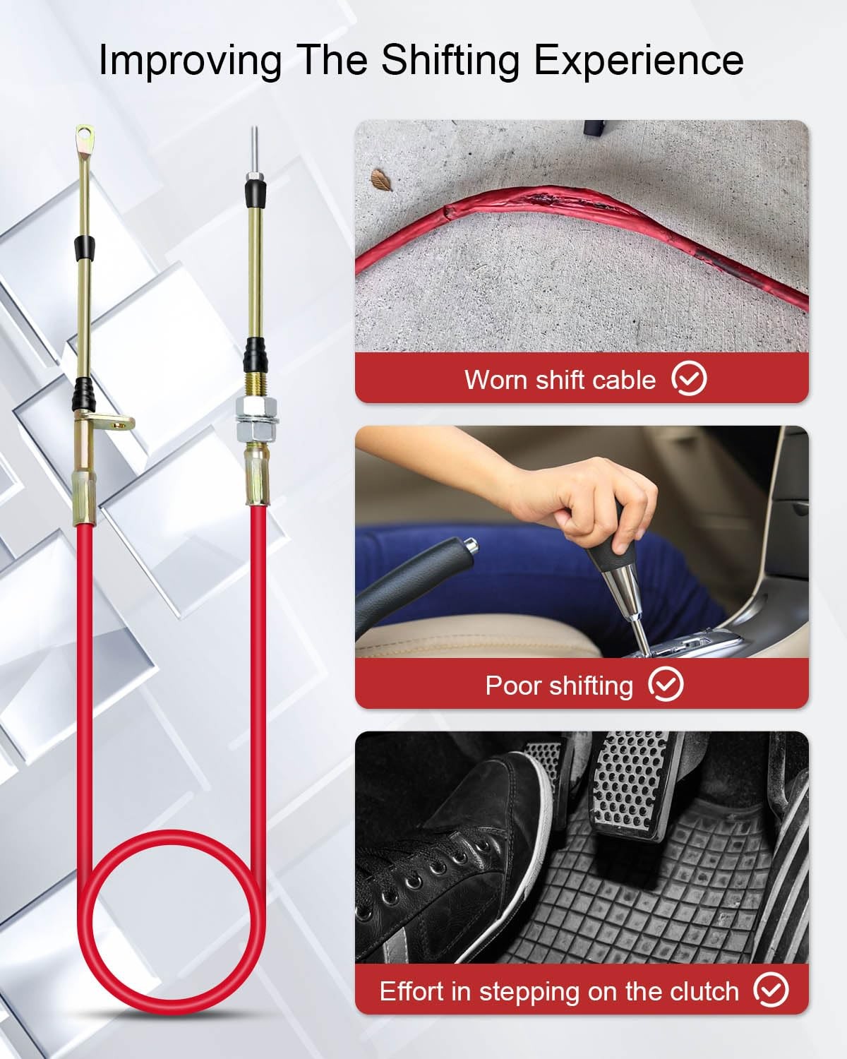 WMJNH 80833 Shifter Cable Fits for B&M Shifters with Eyelet End, 5 Ft Long…