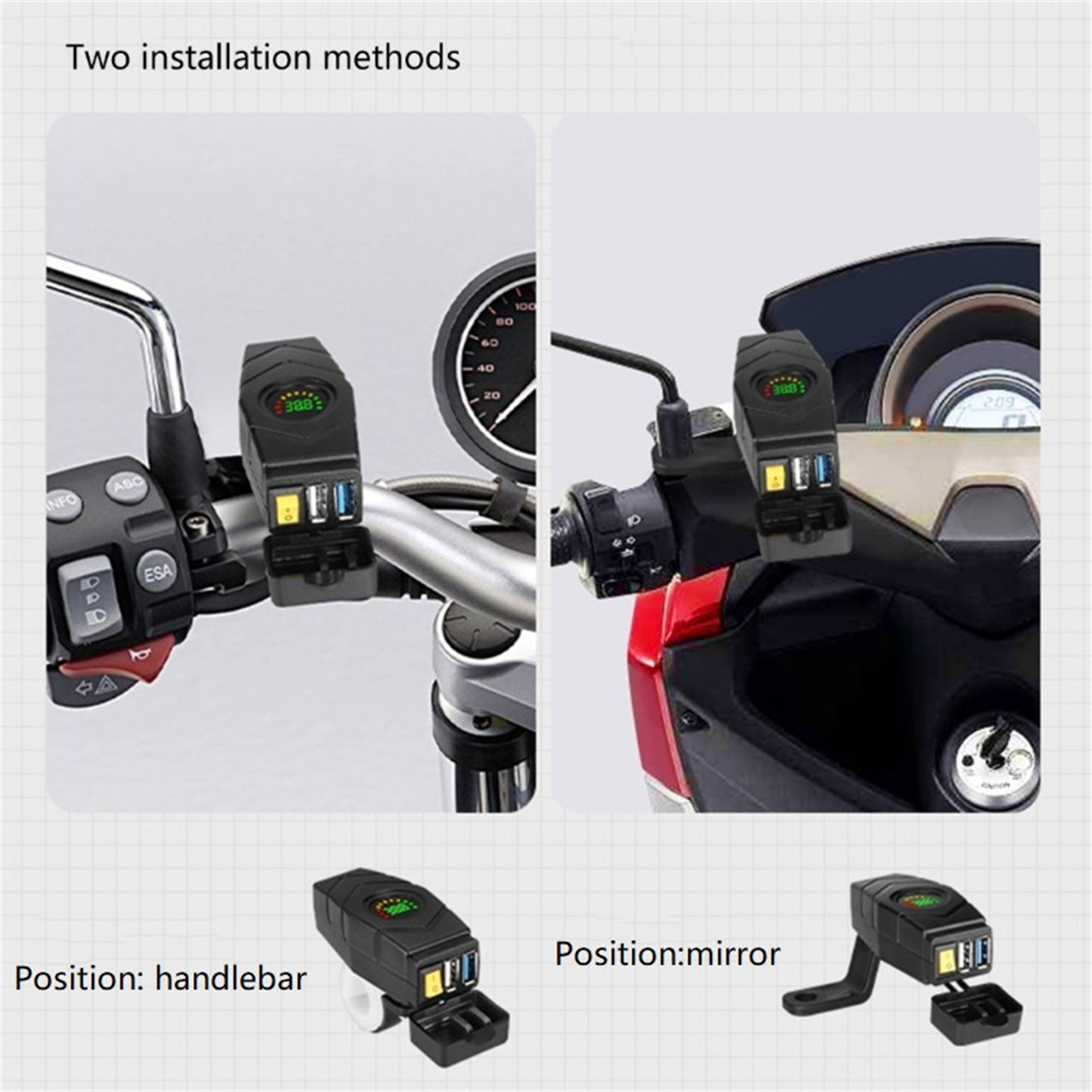 USB Charger Replacement Motorcycle QC3.0 Quick Charger For Mobile Phones