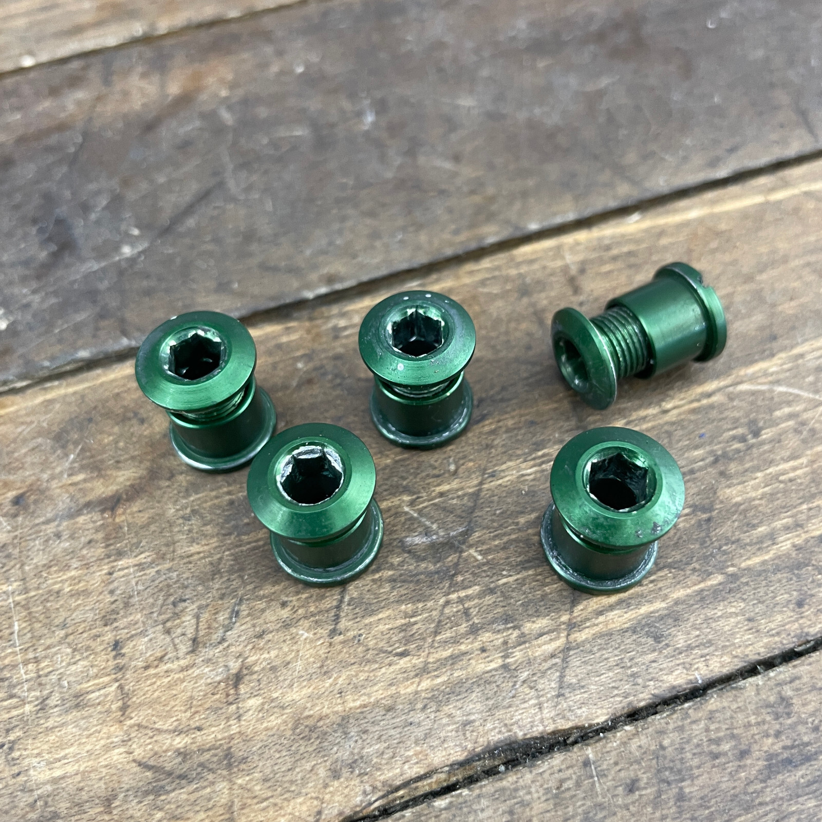 Chainring Bolt Set Green Aluminum 5 Rasta Lightweight Mountain 90s MTB Alloy
