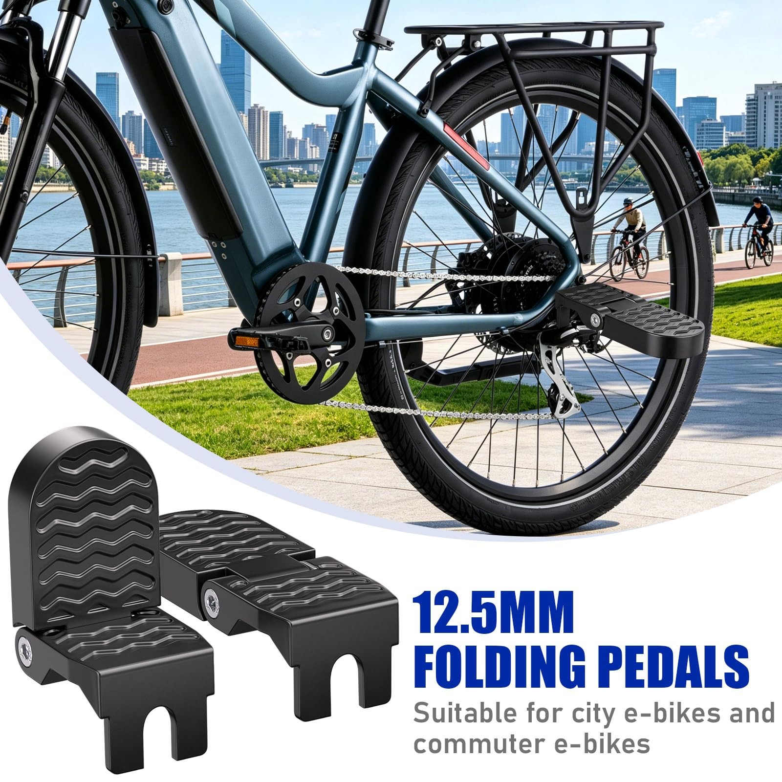 12.5MM U Slot Bike Rear Pedals, Aluminium Alloy Folding Bicycle Foot Pegs, No…