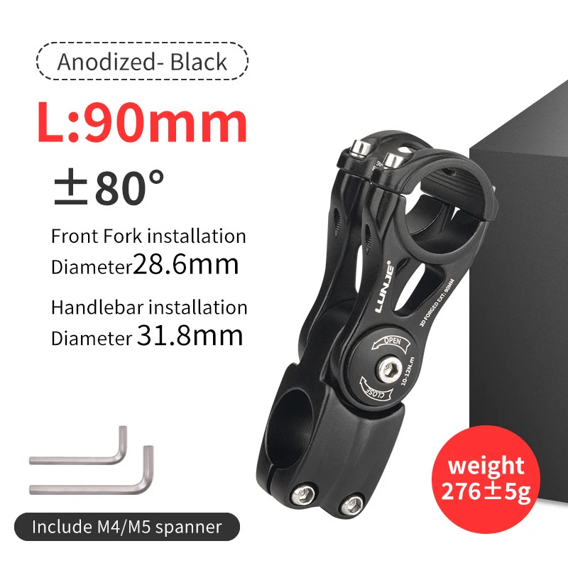 Adjustable Bicycle Handlebar Stem Variable 60/80 Degree Angle MTB Bike Riser Ult