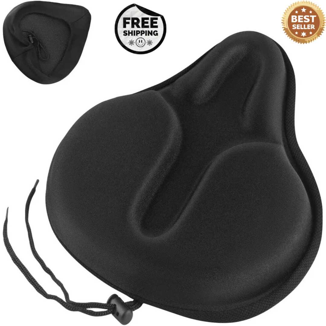 Comfort Bike Seat Cushion Soft Gel Extra Wide Big Bum Bicycle Saddle Pad Sporty