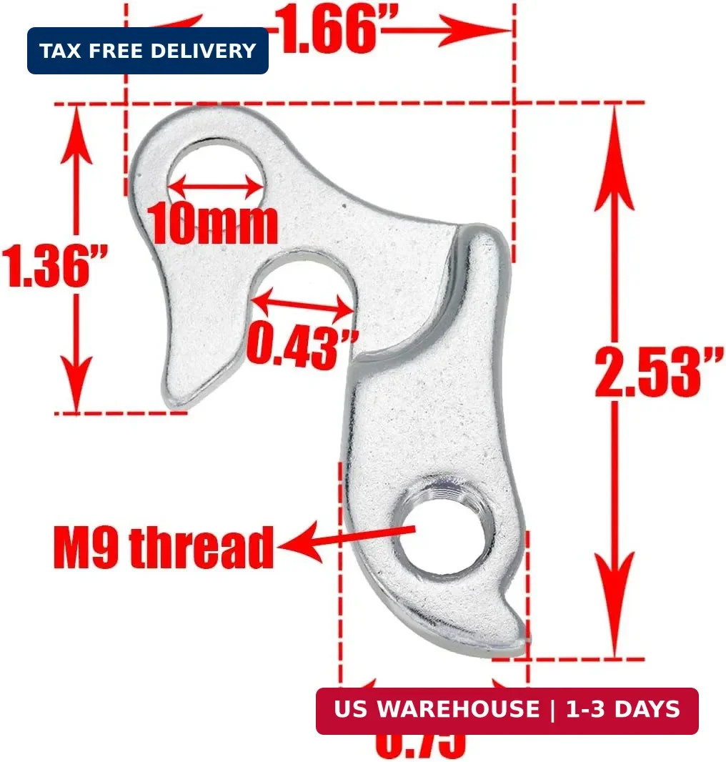 2 Pcs Universal Bicycle Bike Derailleur Hanger Frame Gear Tail Hook, Silver Tone