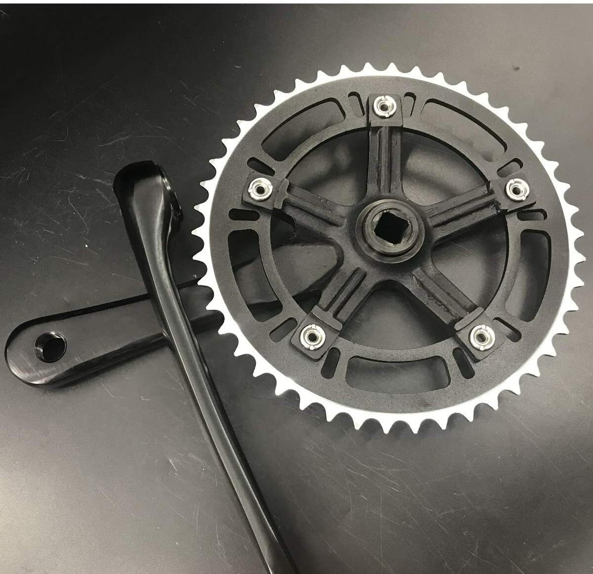 CDH Single Speed Crankset 46T 170mm Crankarms 130 BCD (Black) Mountain Road Bike