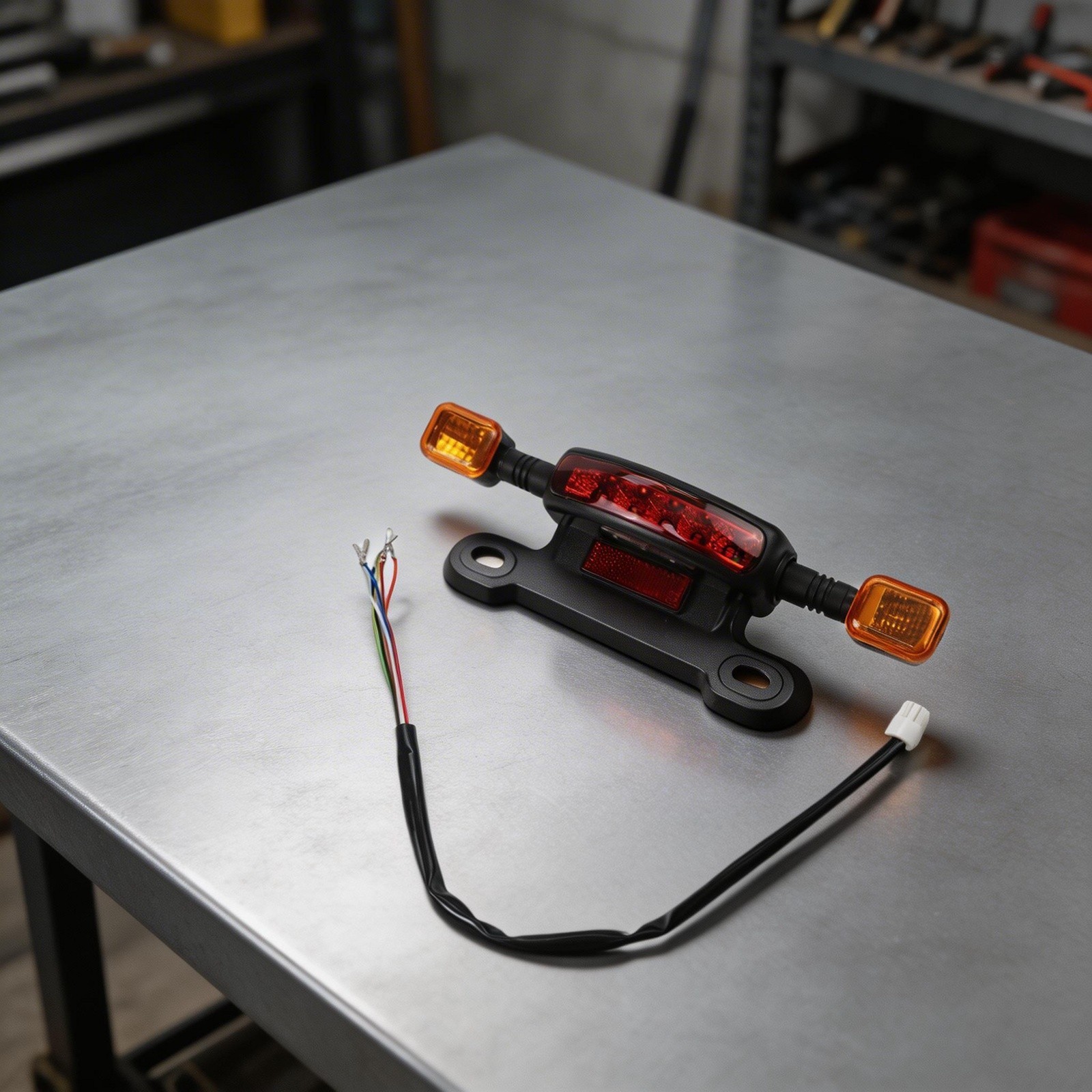 Electric Bicycle Taillight Assembly in Black and Yellow with 12V Support