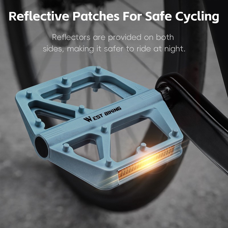 WEST BIKING Nylon Bicycle Pedals DU Sealed Bearing 9/16″ Bike Flat Pedals A Pair