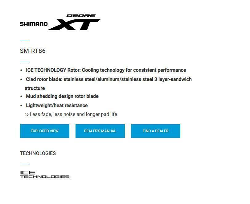 SHIMANO XT SM-RT86 Rotor Disc Brake 6 Bolt 160/180/203 Ice Point Technology MTB