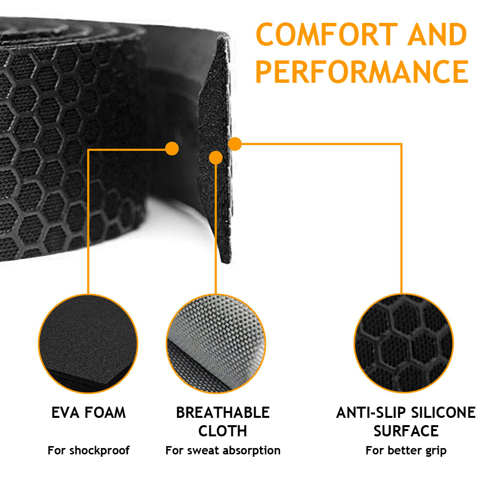 2 Pack Road Bike Bicycle Handlebar Tape Handle Drop Bar Wrap Non-Slip Pads Black