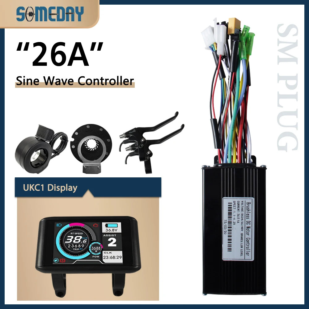 E-bike 3 Mode Sine Wave Controller 36V/48V 17A 22A 26A 30A 40A 45A SM Plug