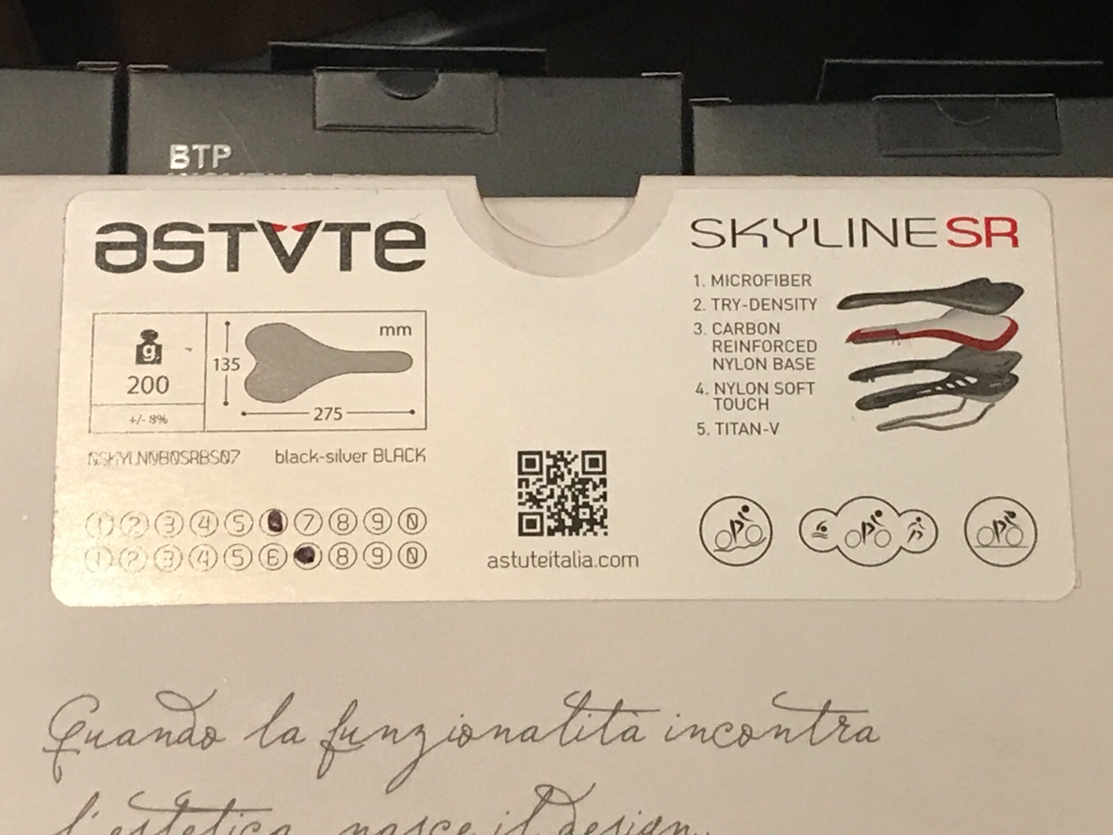 Astute Skyline SR Bike Saddle black-silver-BLACK 135mm Titan-V Rail Road
