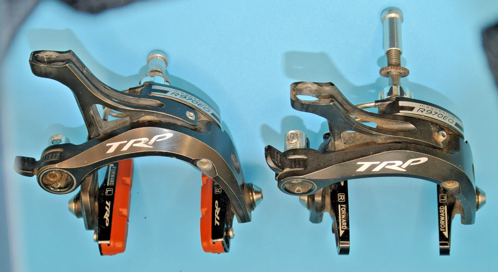TRP R970SL BRAKES Front & Rear Calipers Rim Brakes 235g Blk Magnesium Excellent