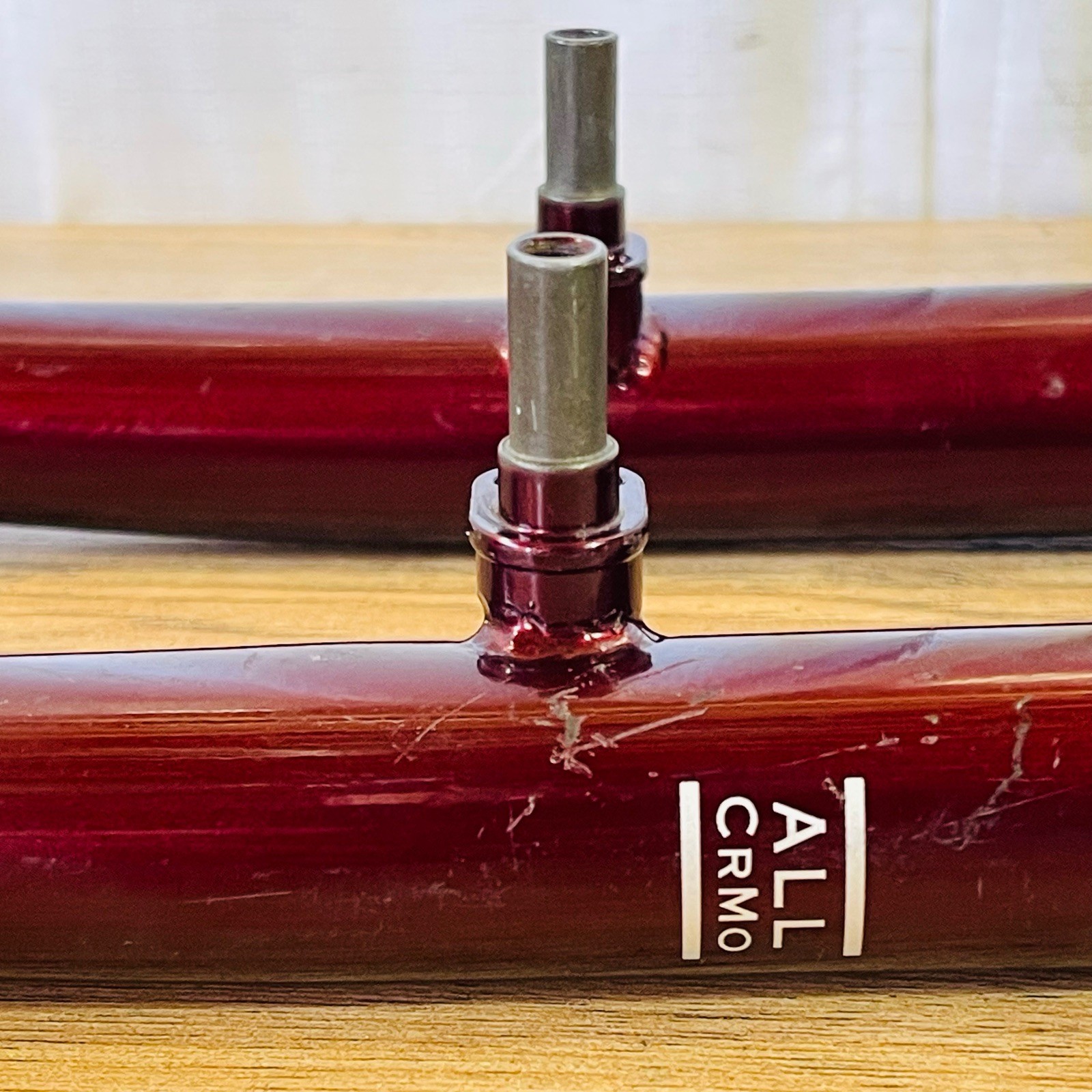 1-inch Threadless MTB Rigid Fork 175mm Steerer Burgundy All CRMO Steel