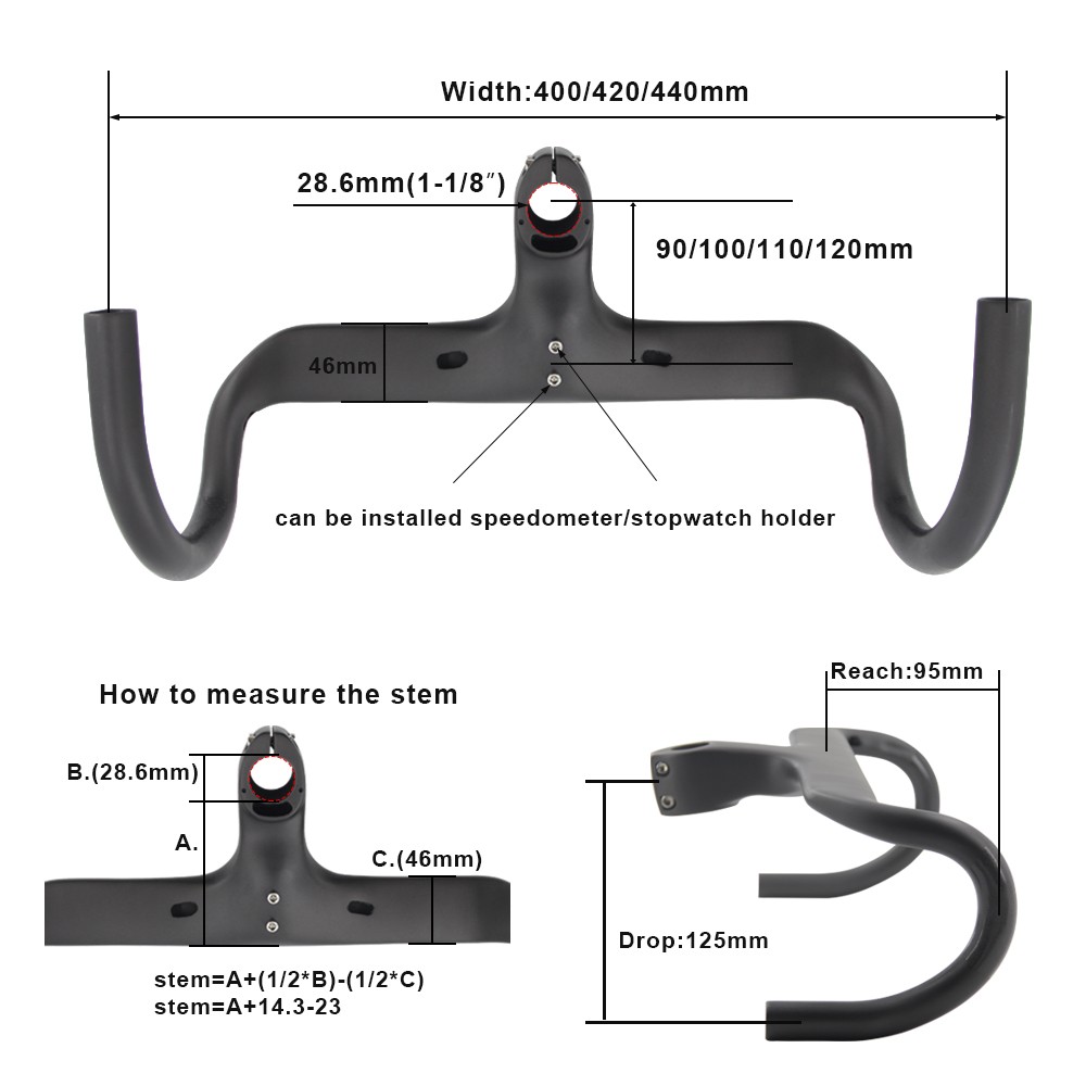 1-1/8″integrated carbon handlebar with stem inner routing Drop Bar USA stock