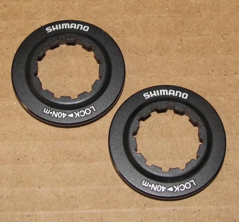 Pair Shimano Centerlock Disc Brake Lock Rings, Black, Aluminum NEW