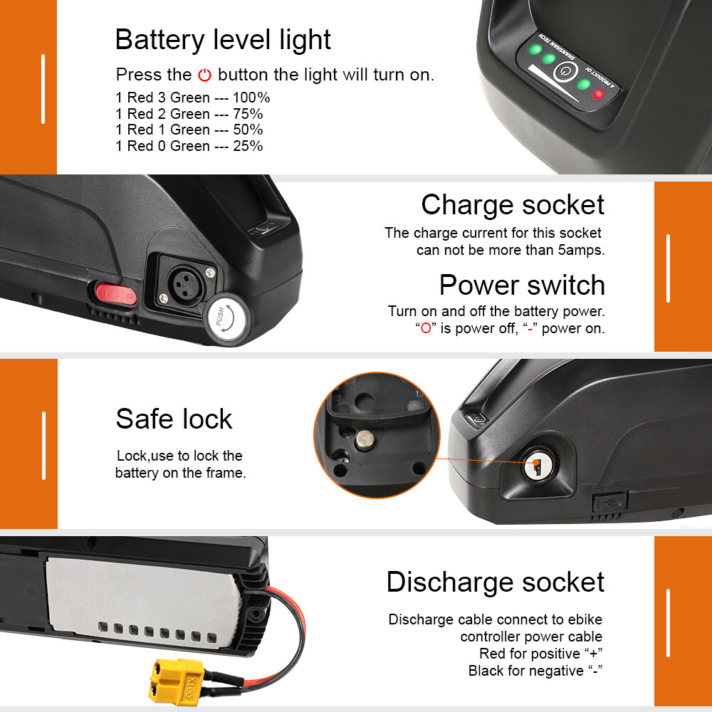 36 volt 48 volt Lithium Battery Electric Bike Batteries 48V 15Ah Hailong Battery