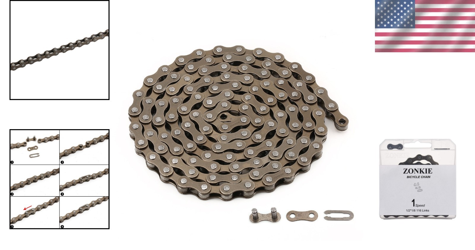 Lightweight and Easy-Install Single-Speed Bicycle Chain – 58 Inches, 0.5” Pitch