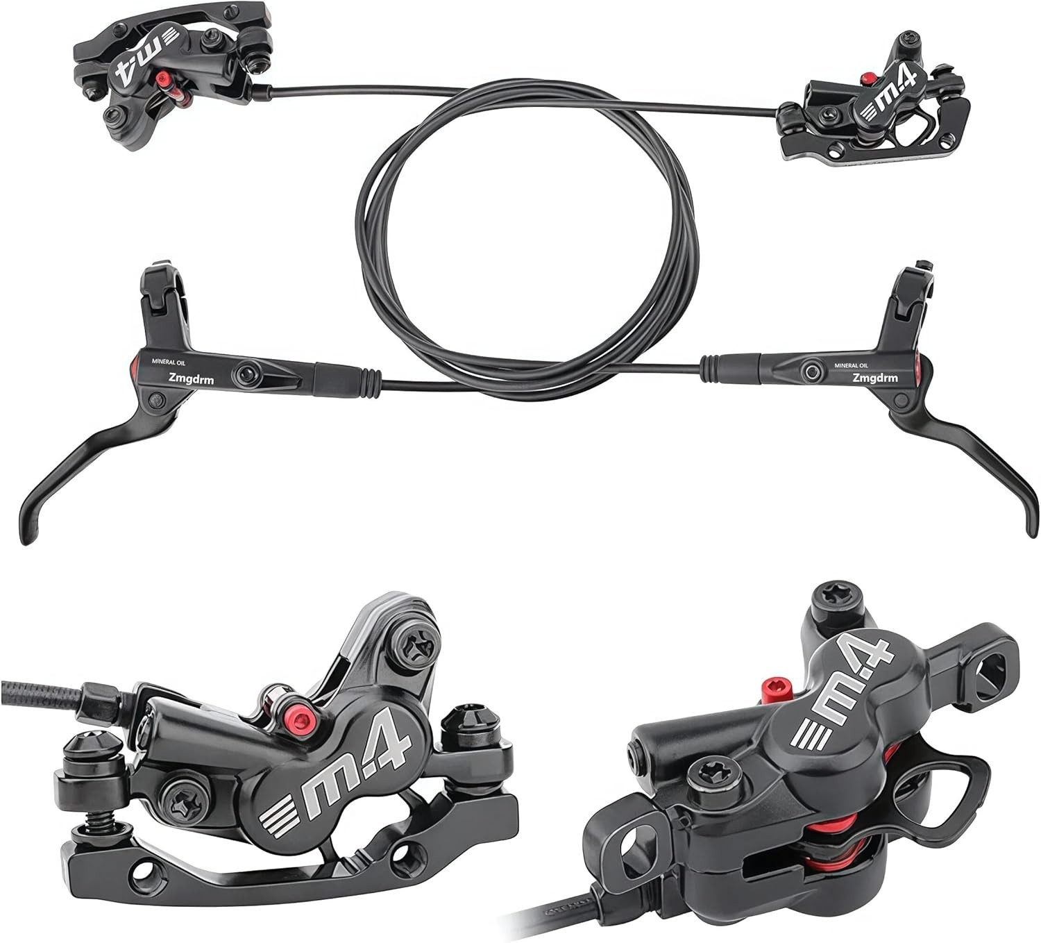 MTB 4 Piston Hydraulic Disc Brakes, MTB Disc Brake Set, Front Left/Rear Right…