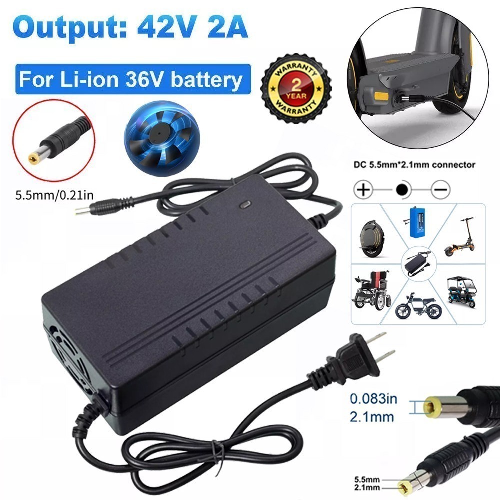 42V 2A/5A Adapter Charger 36V Lithium Battery with 5.5mm*2.1mm DC Plug Port.