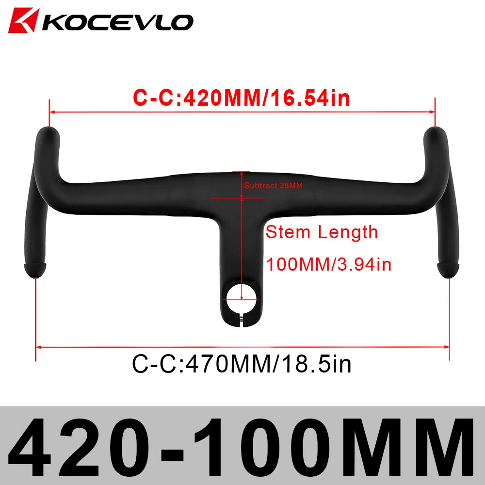 Gravel Bike Carbon Integrated Handlebar for 28.6mm Fork with Spacers 18 Degrees