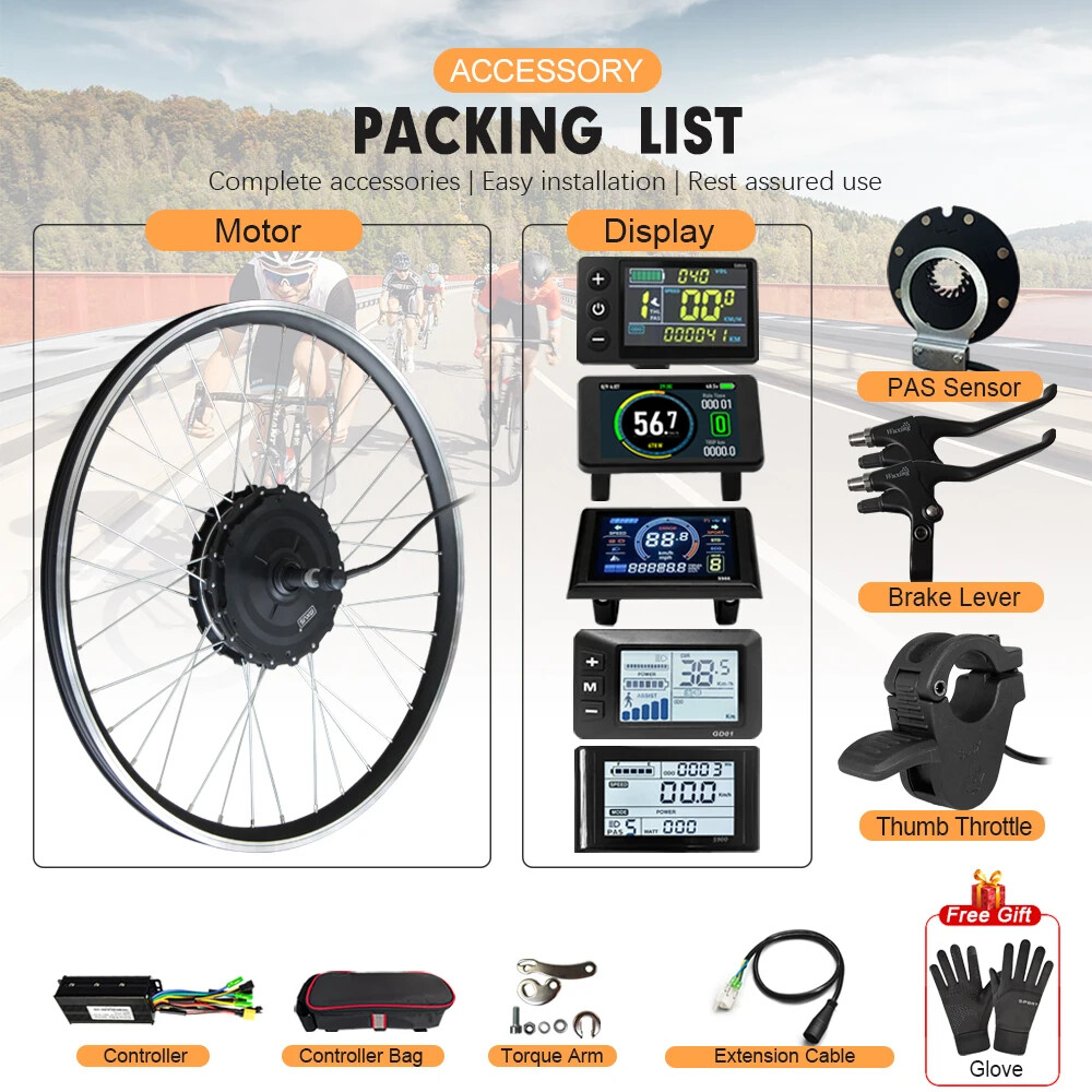 48V 750W MTB E-bike Conversion Kit High Speed Brushless Gear Rear Cassette Motor